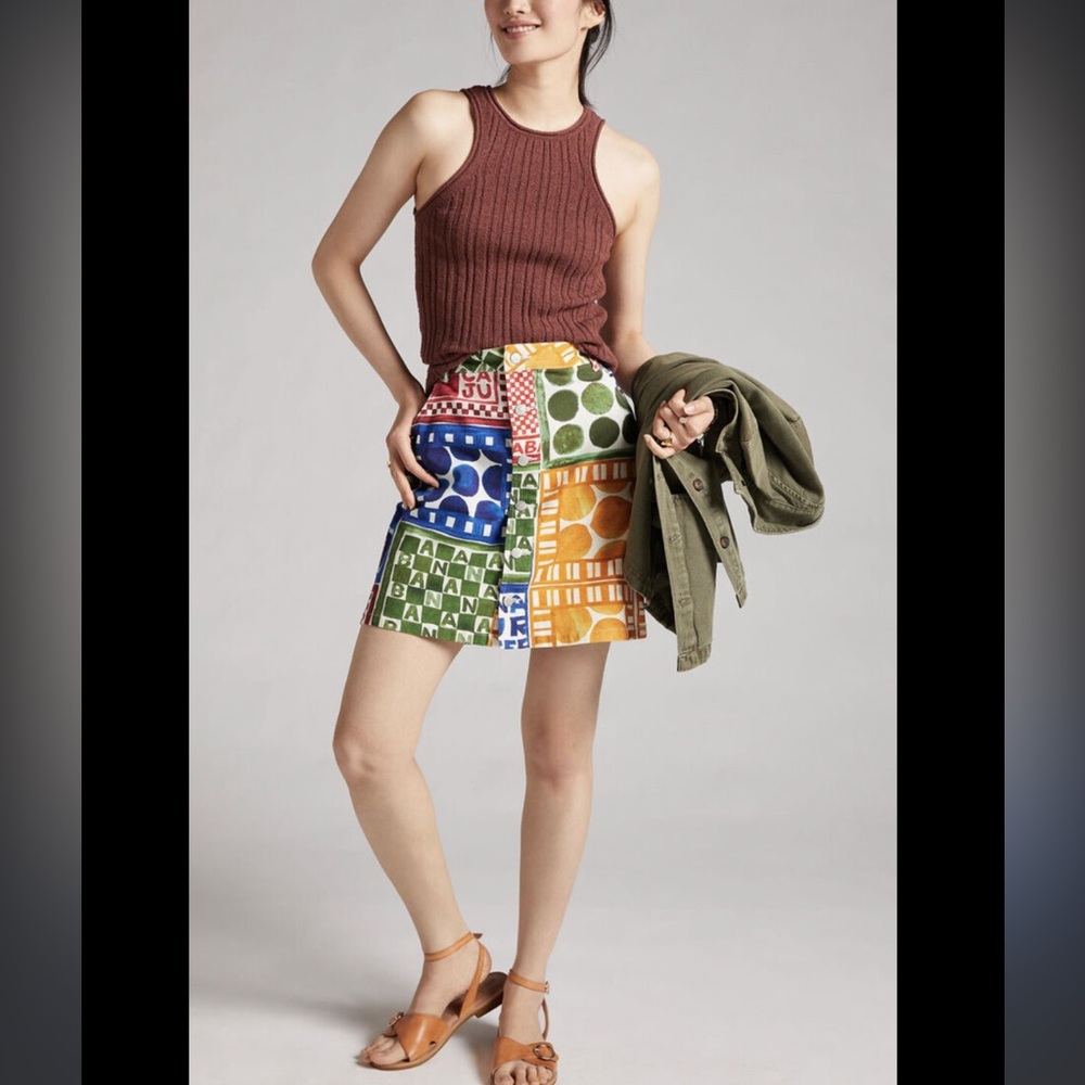 Farm rio Anthropologie button front skirt size XS